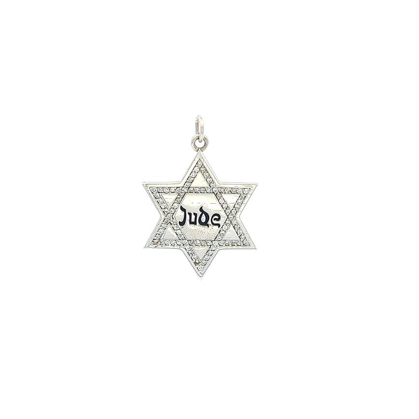 14K White Gold Star of David Pendant