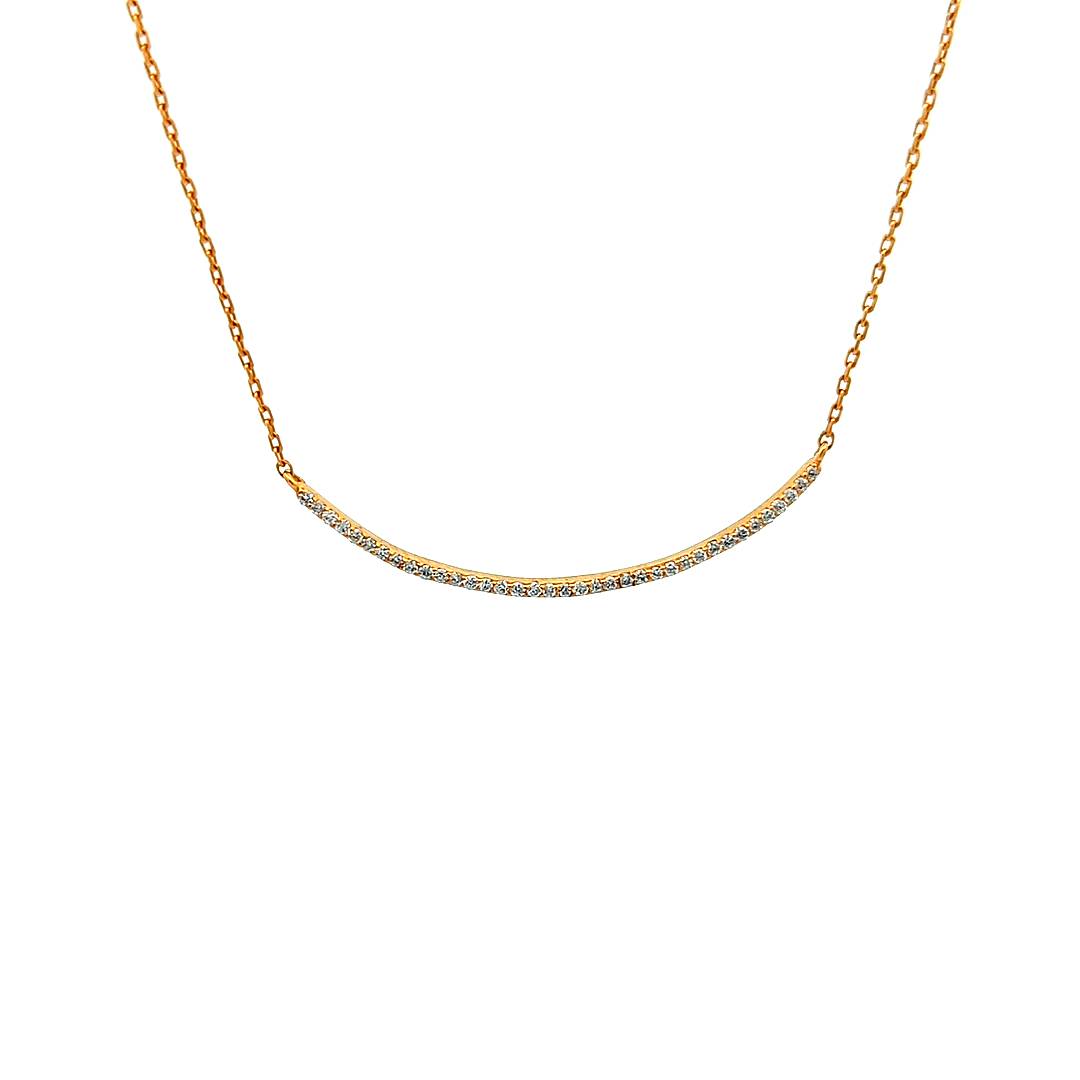 14K Yellow Gold Horizontal Curved Bar Necklace