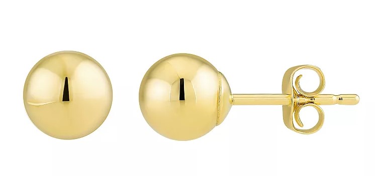 14K Yellow Gold Ball Earrings